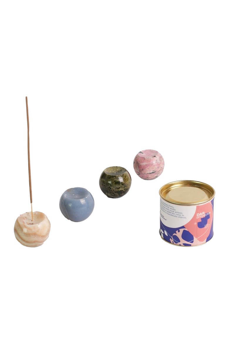 Gemstone Sphere Incense Holder, Alternate, color, Onyx Crème