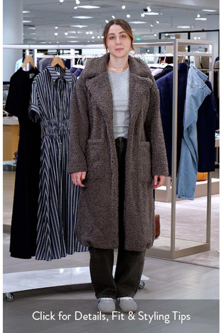 Notch Collar Faux Shearling Long Coat video