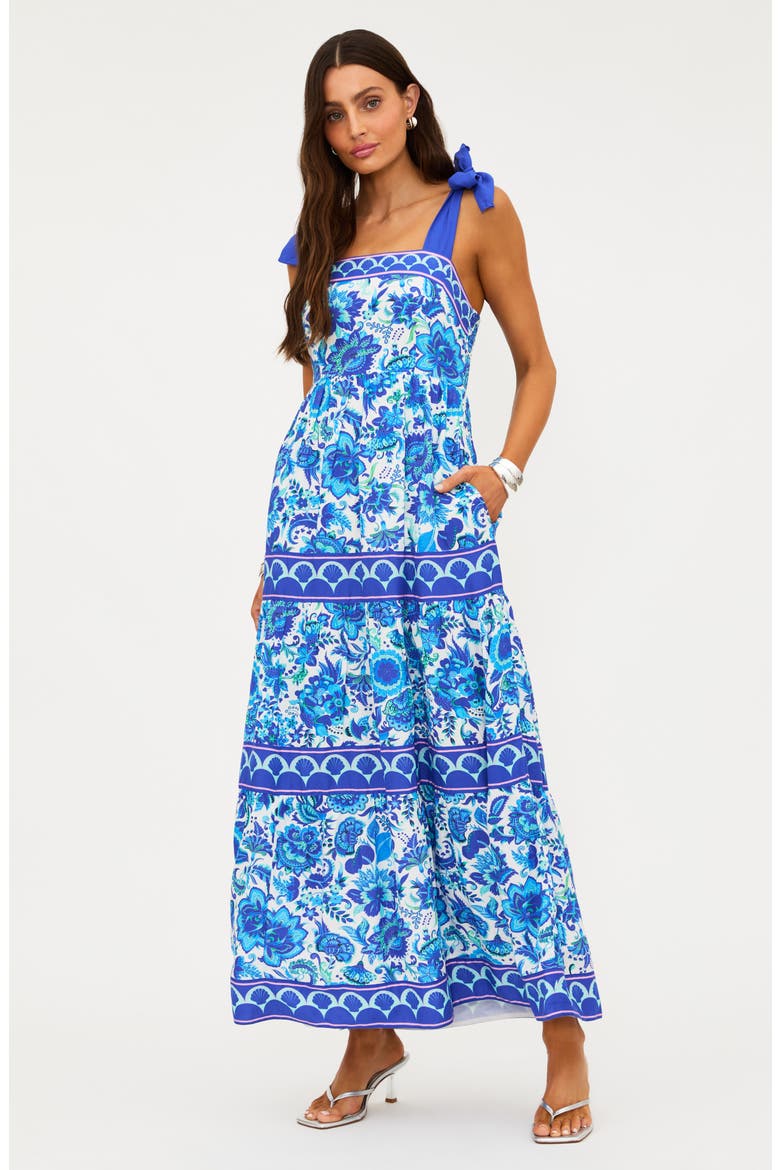 Floral Tie Strap Cover-Up Maxi Dress, Alternate, color, ROYAL RIVIERA