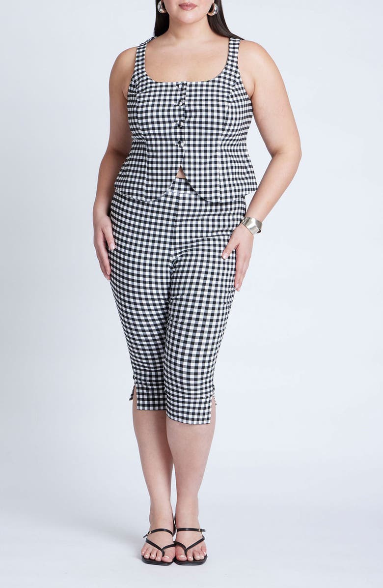 ELOQUII Gingham Capri Pants, Alternate, color, 