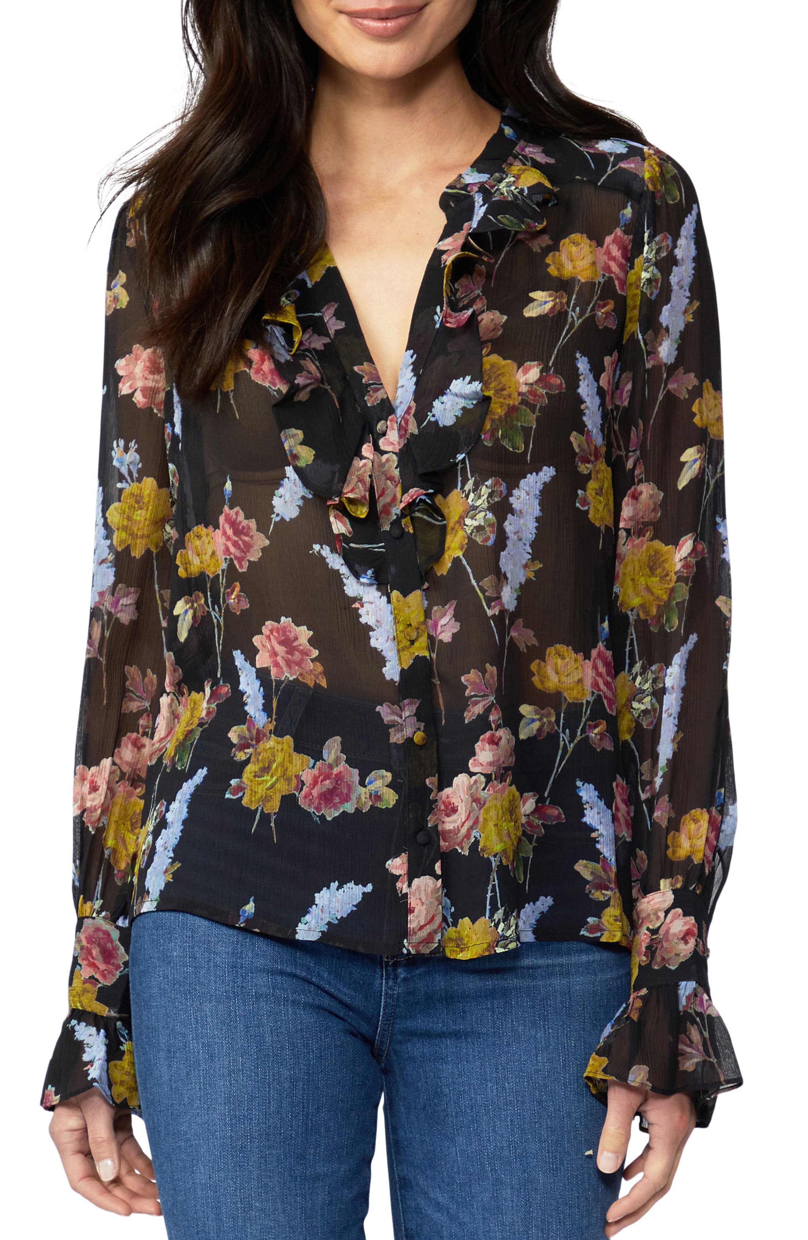 PAIGE Arianne Long Sleeve Silk Blouse