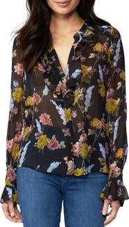 PAIGE Arianne Long Sleeve Silk Blouse