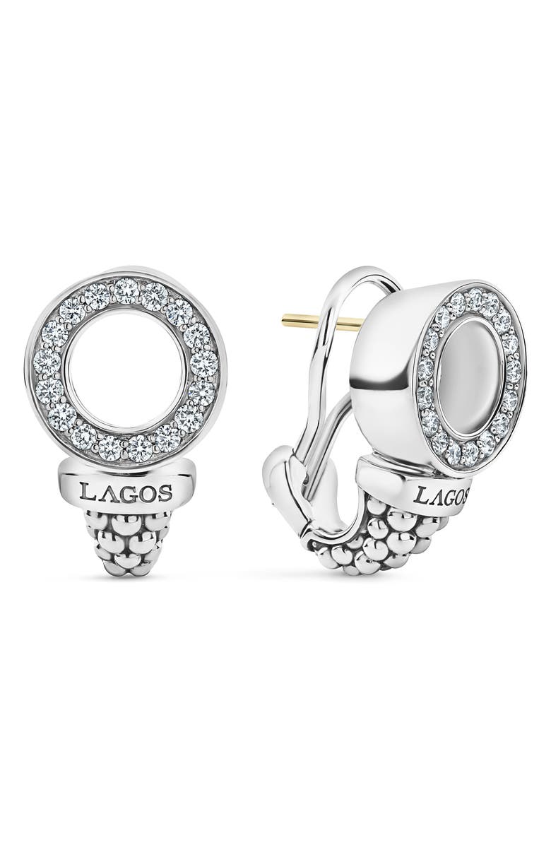 LAGOS Enso Diamond Caviar Circle Earrings, Main, color,