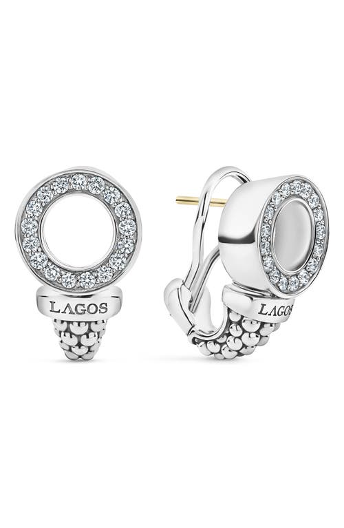 LAGOS Enso Diamond Caviar Circle Earrings in Silver/diamond 