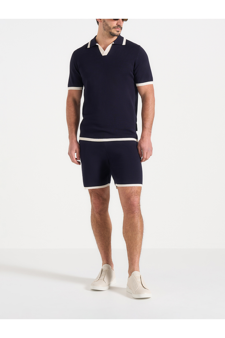 Regis Contrast Detail Knit Shorts, Alternate, color, Navy