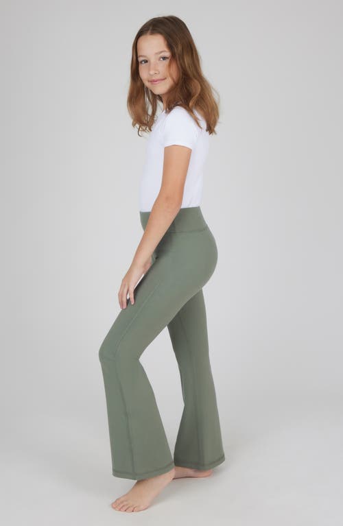 90 Degree By Reflex Kids' Interlock Everyday 2-pack Assorted Flared Leggings In Agave Green/black
