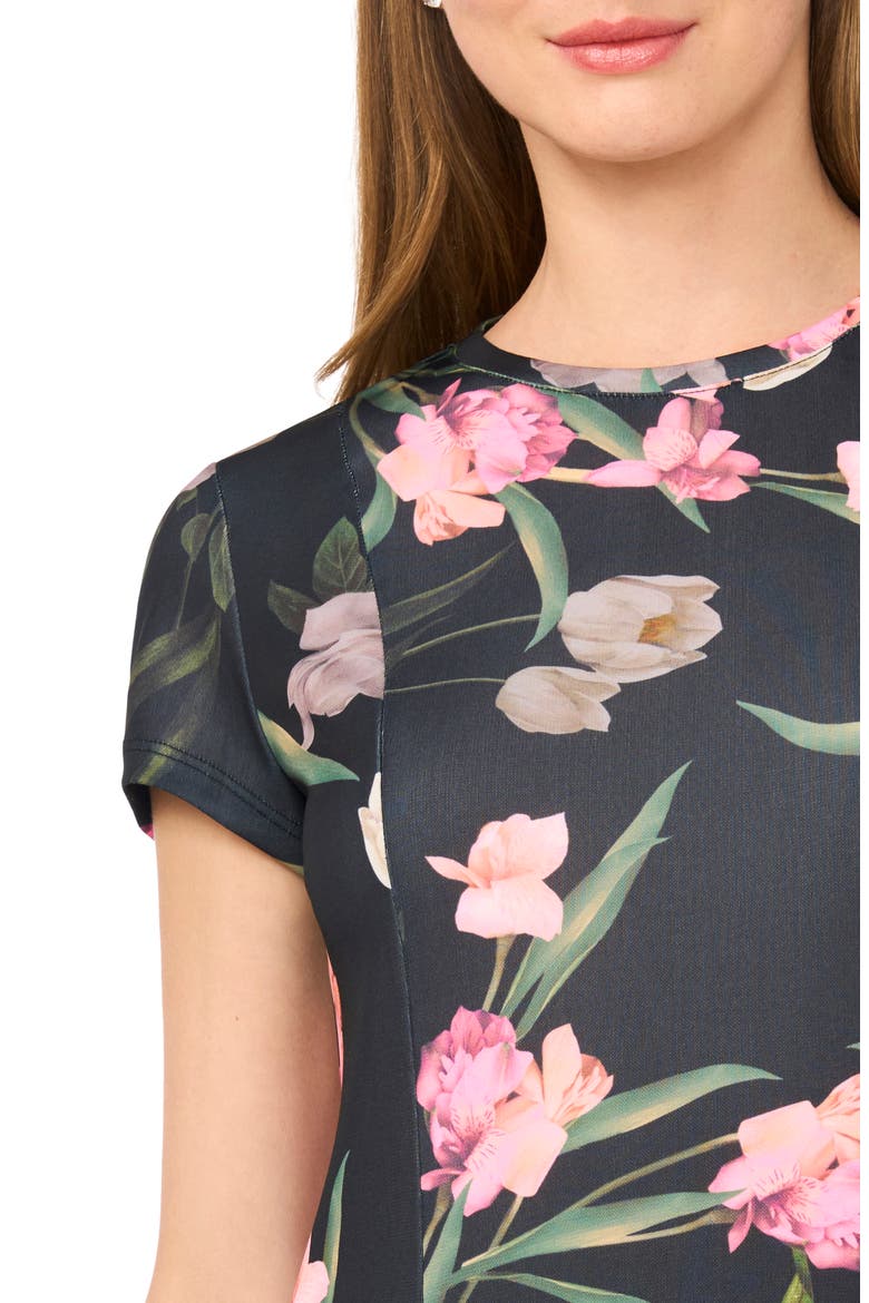 Cap Sleeve Midi Dress, Alternate, color, RICH BLACK
