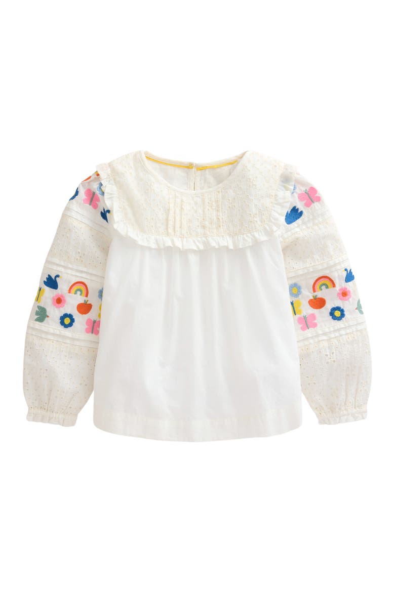 Kids' Embroidered Eyelet Cotton Top, Main, color, VANILLA WHITE