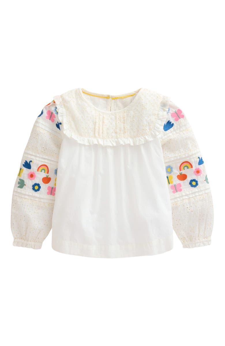 Mini Boden Kids' Embroidered Eyelet Cotton Top, Main, color, 