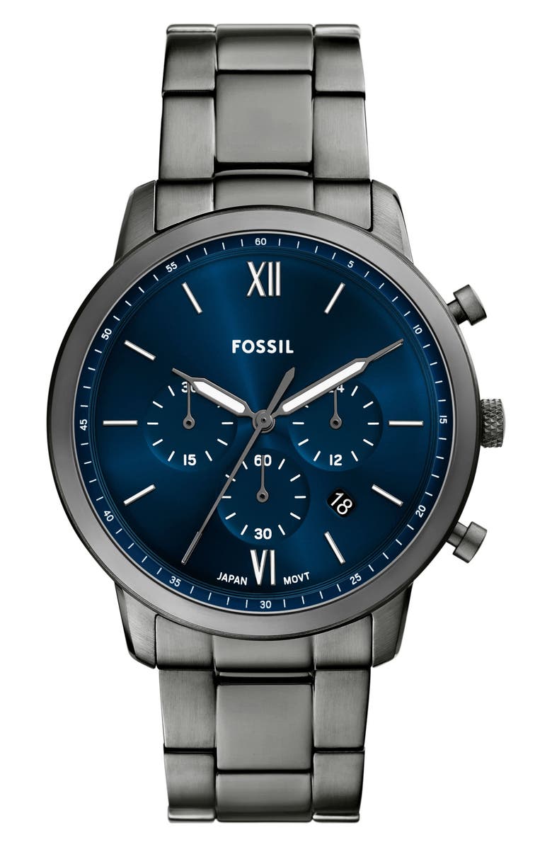 Fossil Neutra Chronograph Bracelet Watch, 44mm, Main, color, Gunmetal