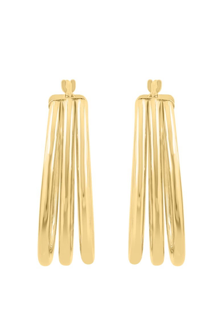14K Yellow Gold Triple Grace Gold Hoops, Alternate, color, Metallic Gold