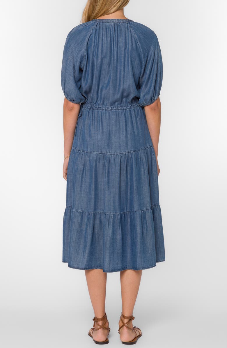 VELVET HEART Cassie Tiered Denim Midi Dress, Alternate, color, Calva
