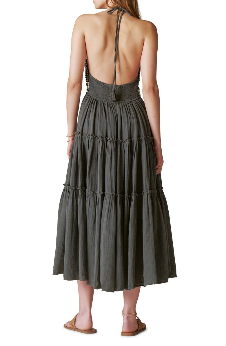 Lucky Brand Crochet Tiered Cotton & Linen Halter Dress | Nordstrom Lucky Brand Crochet Tiered Cotton & Linen Halter Dress | Nordstrom
