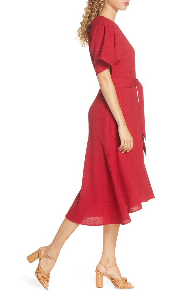 Charles Henry Dolman Sleeve Crepe Midi Dress, Alternate, color, 
