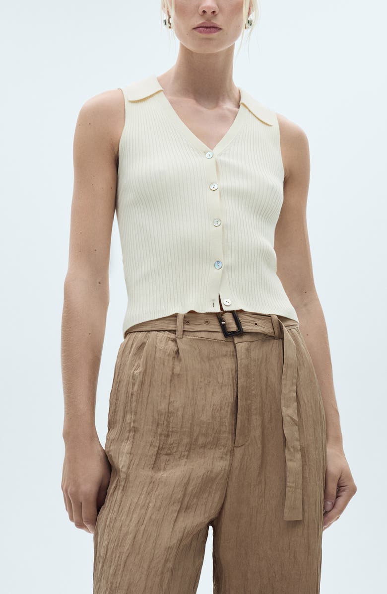 MANGO Belted Textured Wide Leg Pants, Alternate, color, 