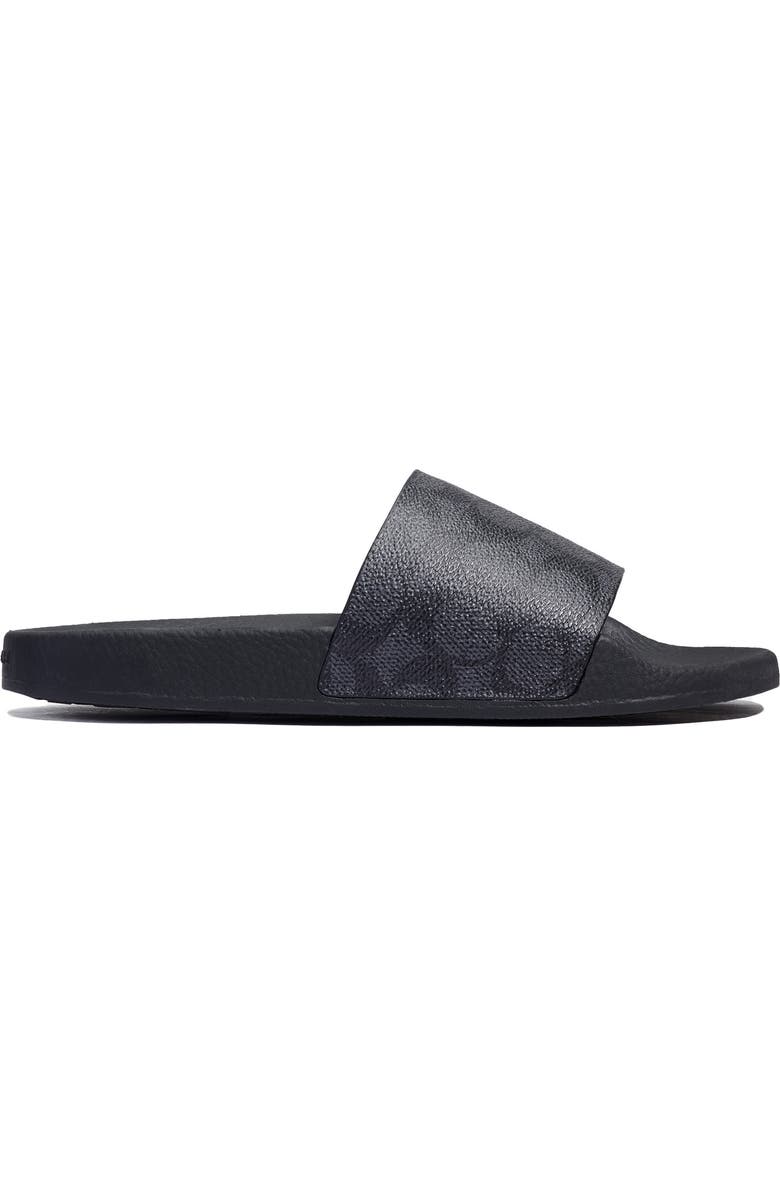 COACH Udele Logo Monogram Slide Sandal, Alternate, color, Charcoal/ Black