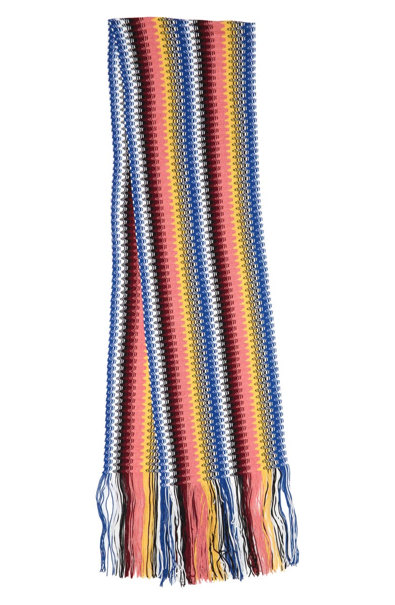 Missoni Pattern Stripe Fringe Wool Scarf, Main, color,