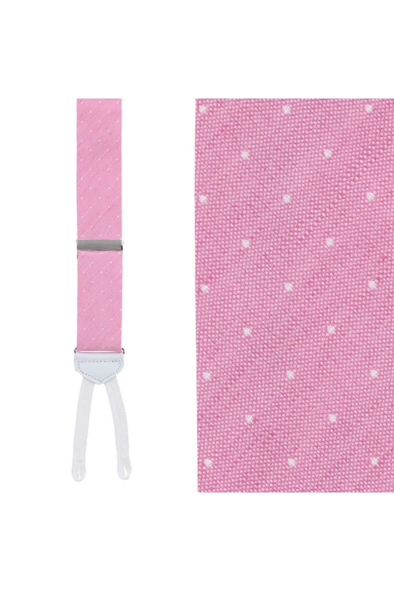 Churchill Chambray Polka Dot Linen Blend Formal End Suspenders, Main, color, Light Pink with Polka Dots