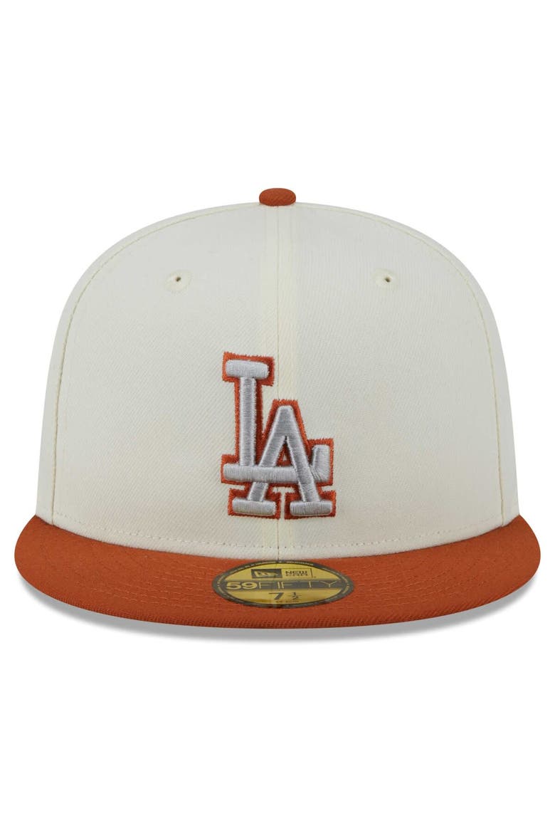 Men's New Era Cream/Orange Los Angeles Dodgers 59FIFTY Fitted Hat, Alternate, color, Cream