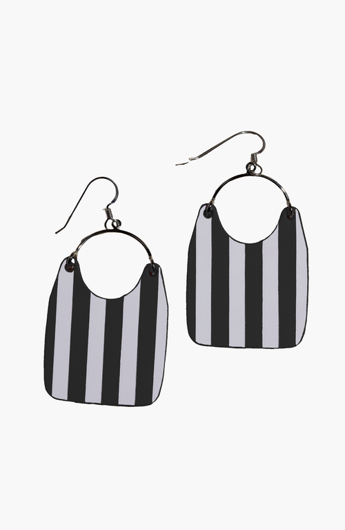 Nickel & Suede Stripe Charlies Earrings