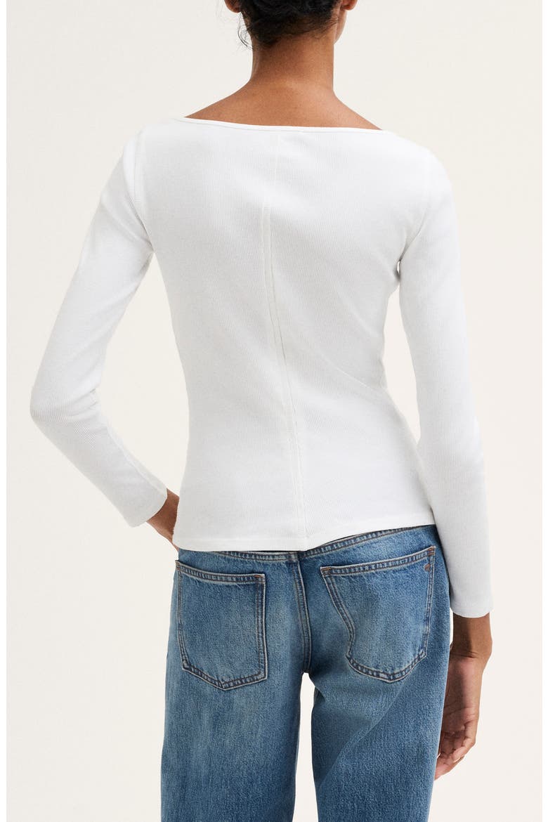 The Boatneck Layering Top in Utility Rib, Alternate, color, TRUE WHITE