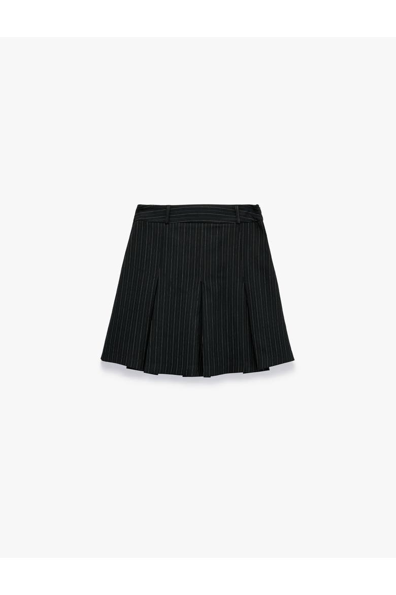 High Rise Pleated Pinstriped Mini Skirt, Alternate, color, NAVY STRIPE