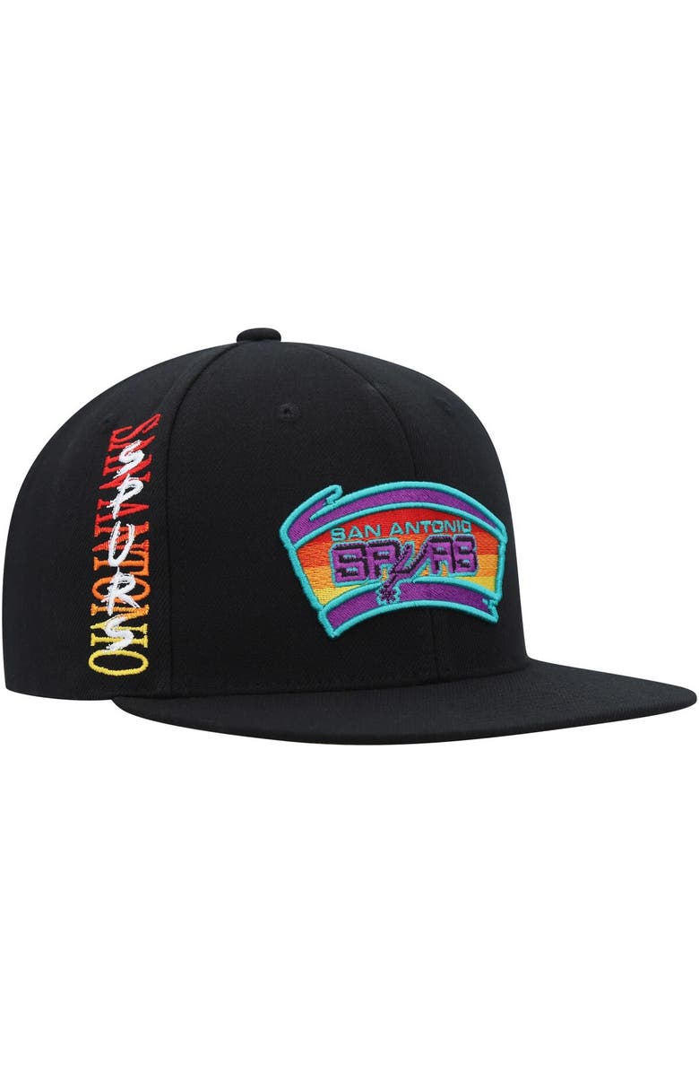 Mitchell & Ness Men's Mitchell & Ness  Black San Antonio Spurs Soul High-Grade Fade Undervisor Snapback Hat, Main, color, 