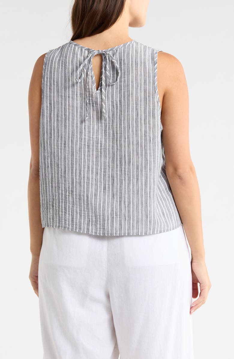 Renee C Stripe Sleeveless Cotton Top, Alternate, color, Black
