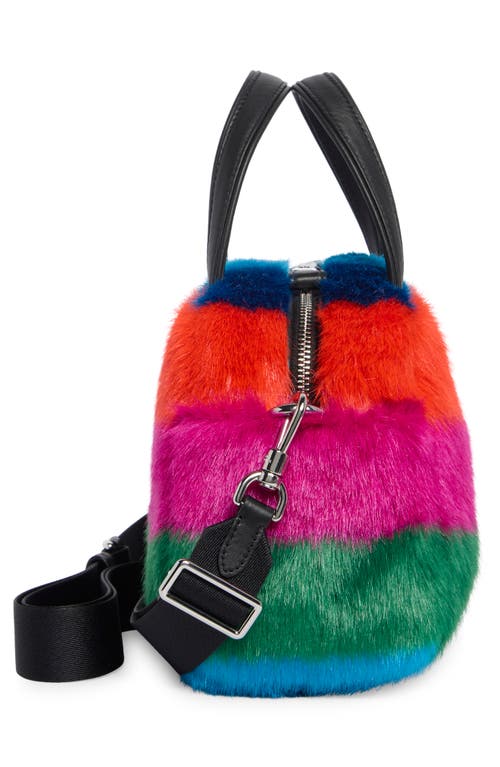 Kate Spade New York Puffed Faux-fur Stripe Satchel In Multi