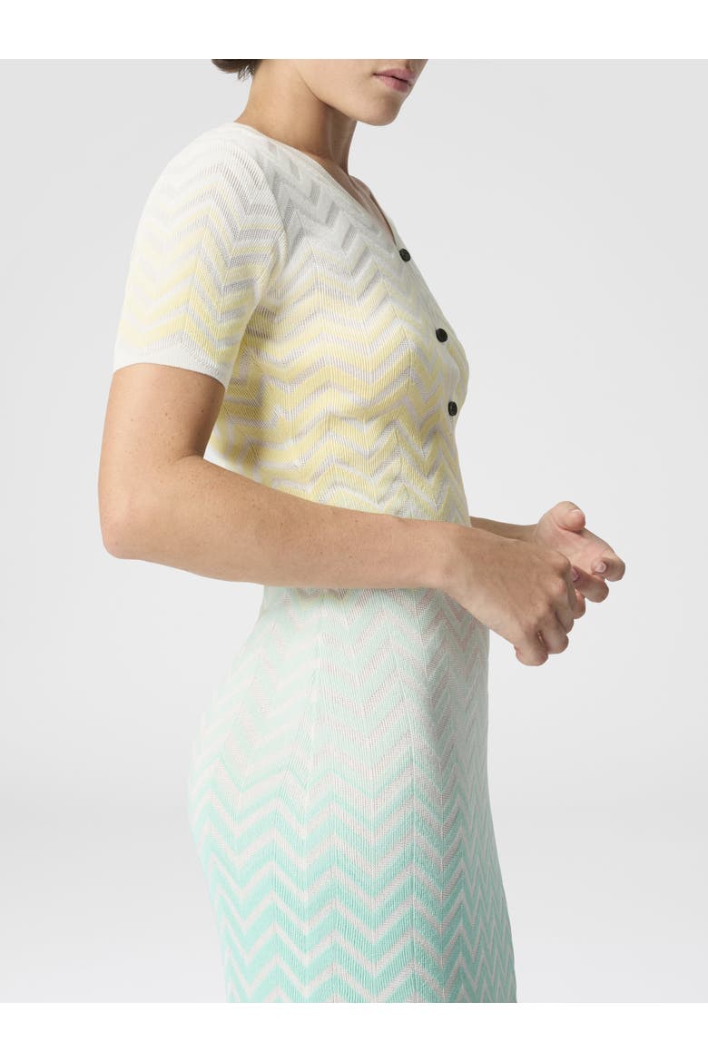 Midi Dress In Cotton And Viscose Chevron Dégradé, Alternate, color, Multicoloured