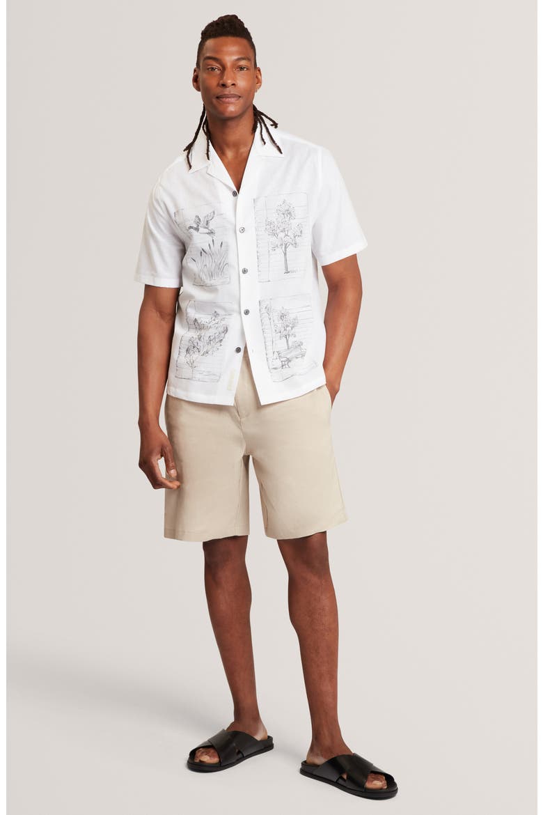 Gallagr Linen & Cotton Camp Shirt, Alternate, color, WHITE