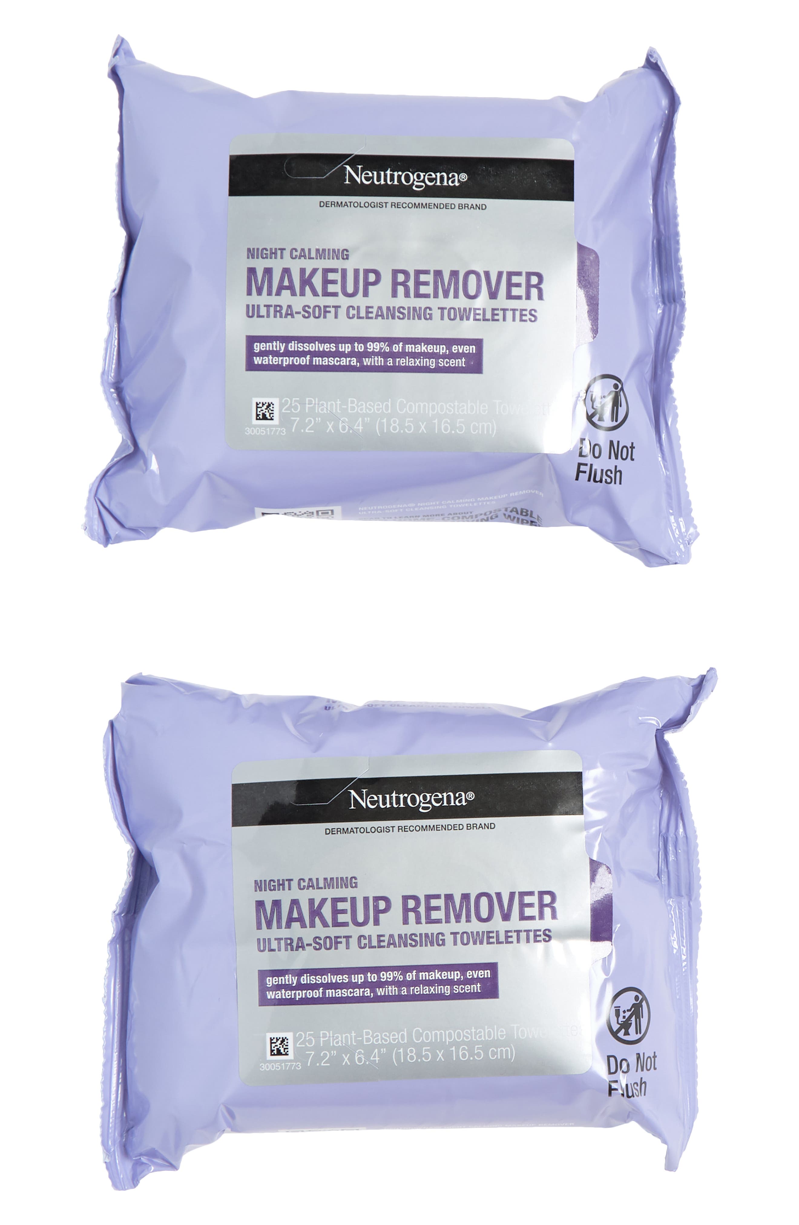 NEUTROGENA Pack of 2 Night Calming Make Up Remover Cleansing Towelettes