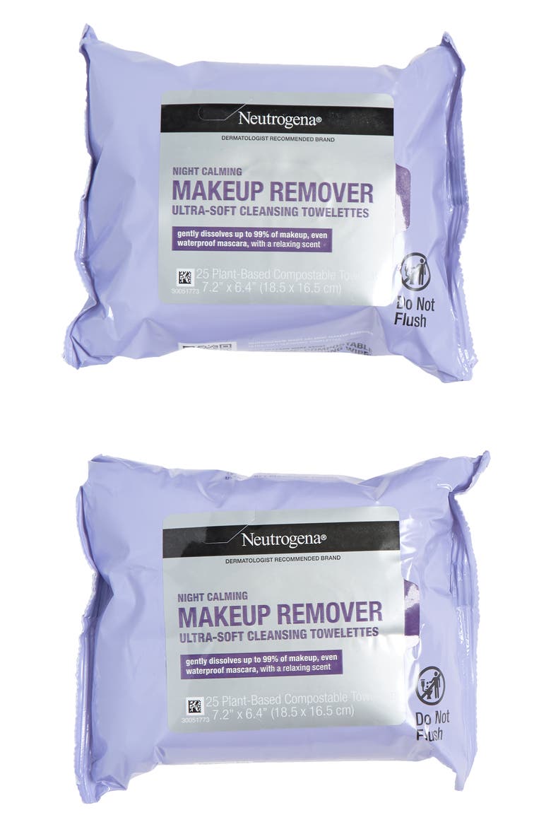 Pack of 2 Night Calming Make Up Remover Cleansing Towelettes, Main, color, NO COLOR