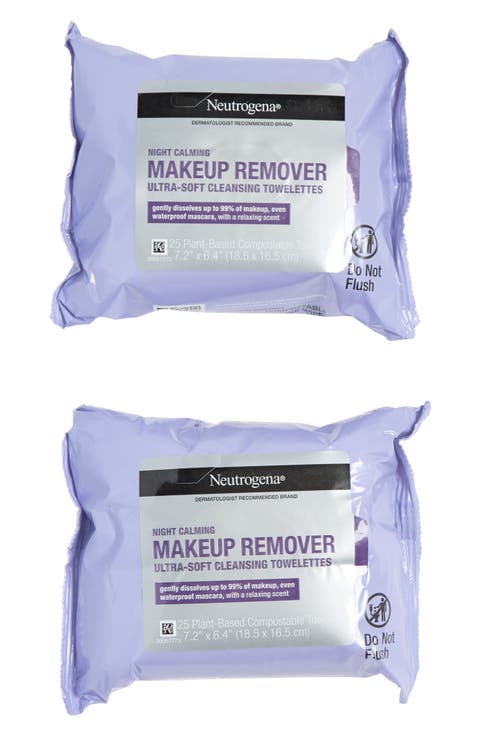 Pack of 2 Night Calming Make Up Remover Cleansing Towelettes
