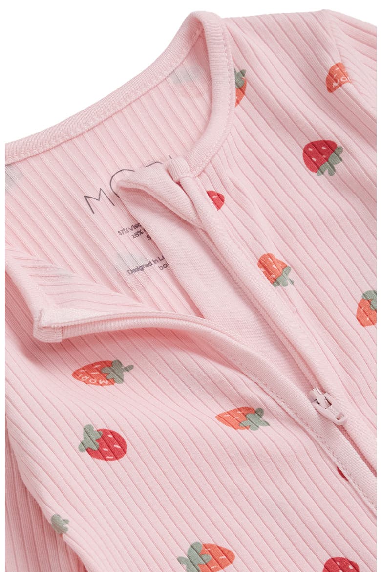 Ribbed Two Way Zip-Up Sleepsuit, Alternate, color, Strawberry Crystal Rose