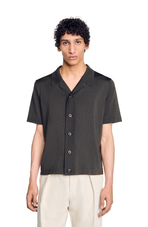 Sandro Short Sleeved Shirt In Dark Kaki.