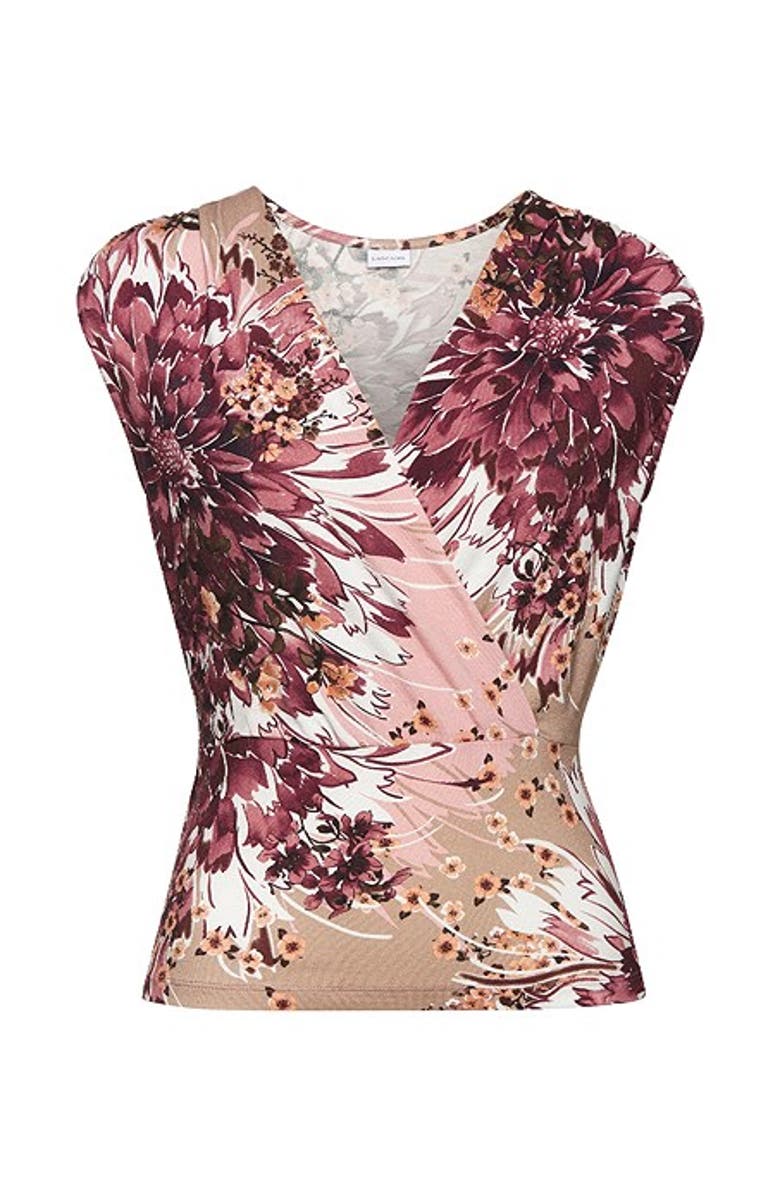 LASCANA Women's Wrap Look Top, Alternate, color, Taupe Berry