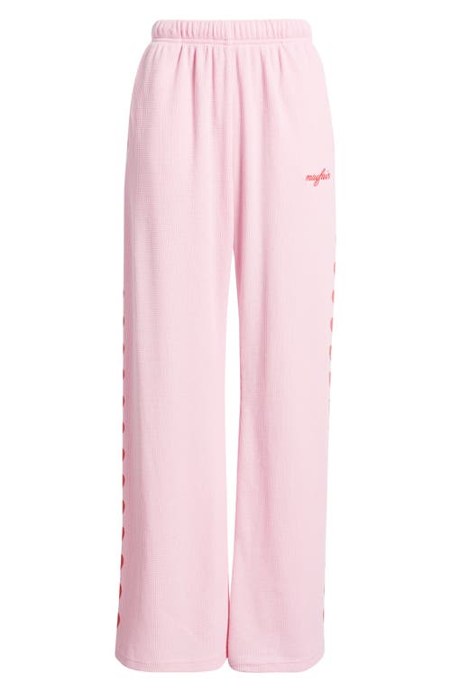 The Mayfair Group Grateful For Today Waffle Knit Fleece Graphic Sweatpants In Pink