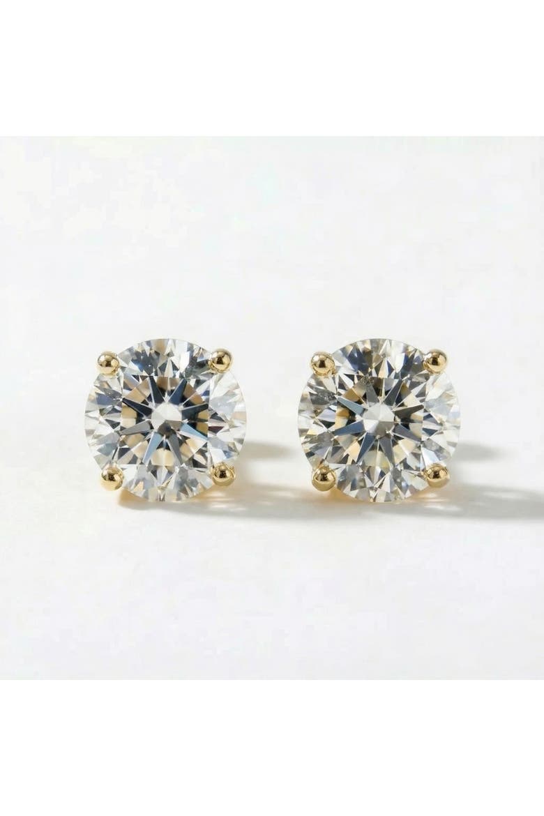 1 1/2ct tw Lab Grown Round Cut Diamond Studs 14k Gold Earrings, Main, color, 14k Yellow Gold