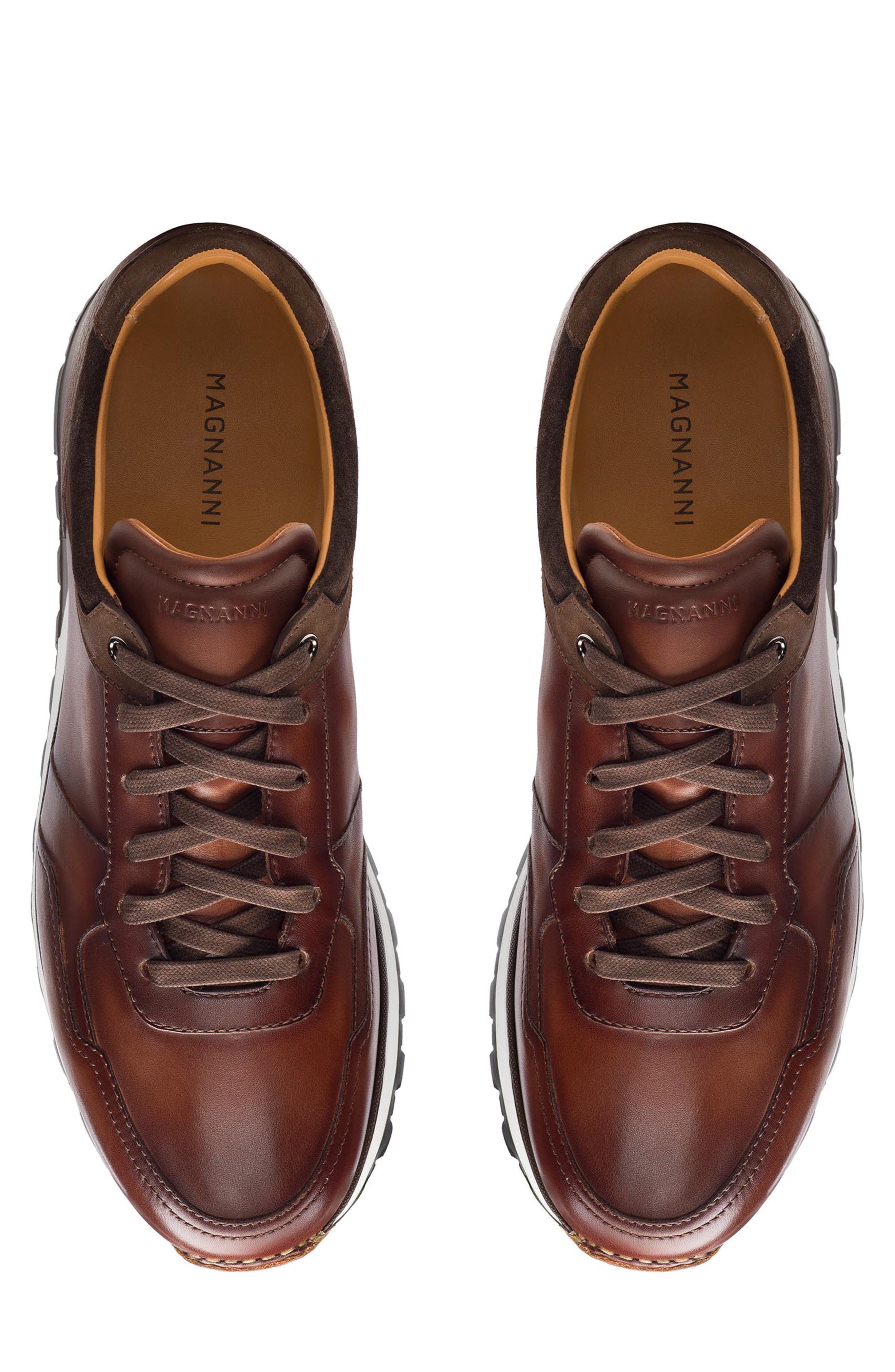 Magnanni Arco Sneaker, Alternate, color, Midbrown