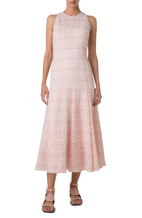 Akris Punto Ribbon Tweed Midi Dress In Pale Pink-multicolor
