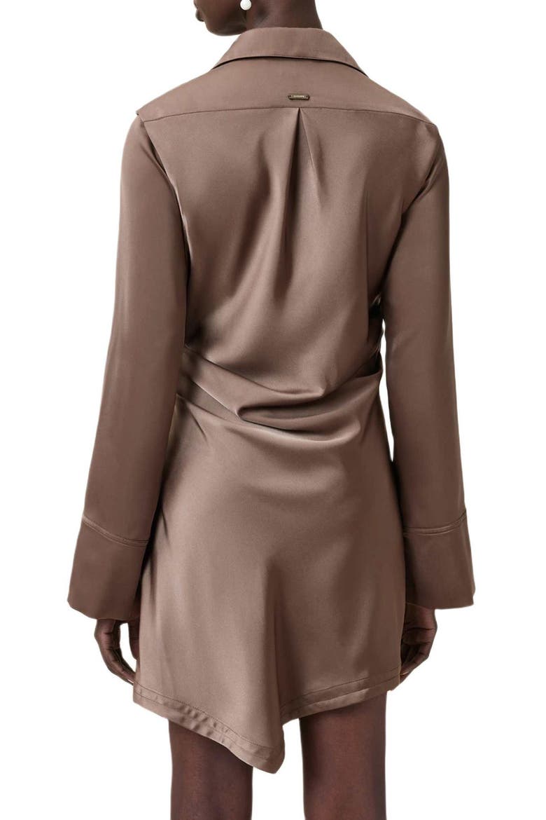 Tira Long Sleeve Mini Shirtdress, Alternate, color, CUMIN BROWN