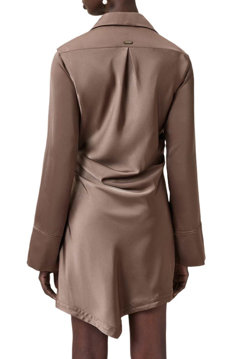 AllSaints Tira Long Sleeve Mini Shirtdress, Alternate, color, Cumin Brown