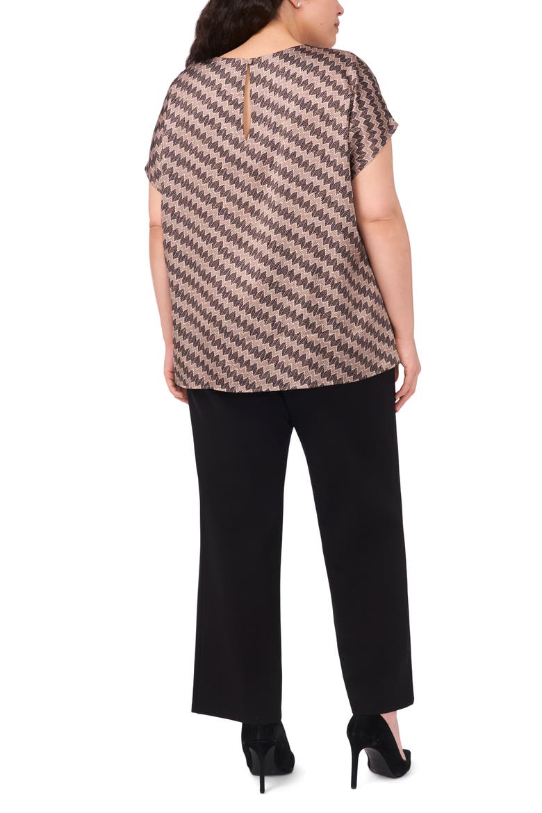 Zigzag Dot Print Cap Sleeve Shell, Alternate, color, COVERT GREEN