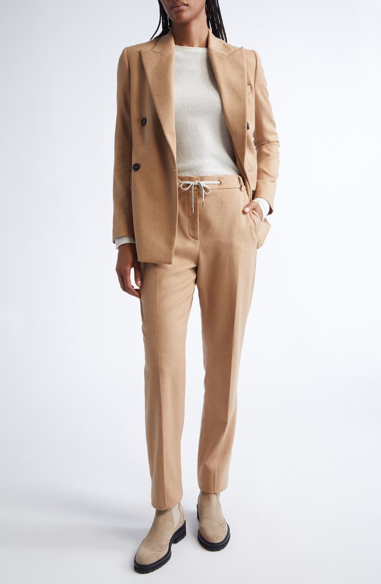 Eleventy Drawstring Waist Virgin Wool Pants, Alternate, color, 02 Sand