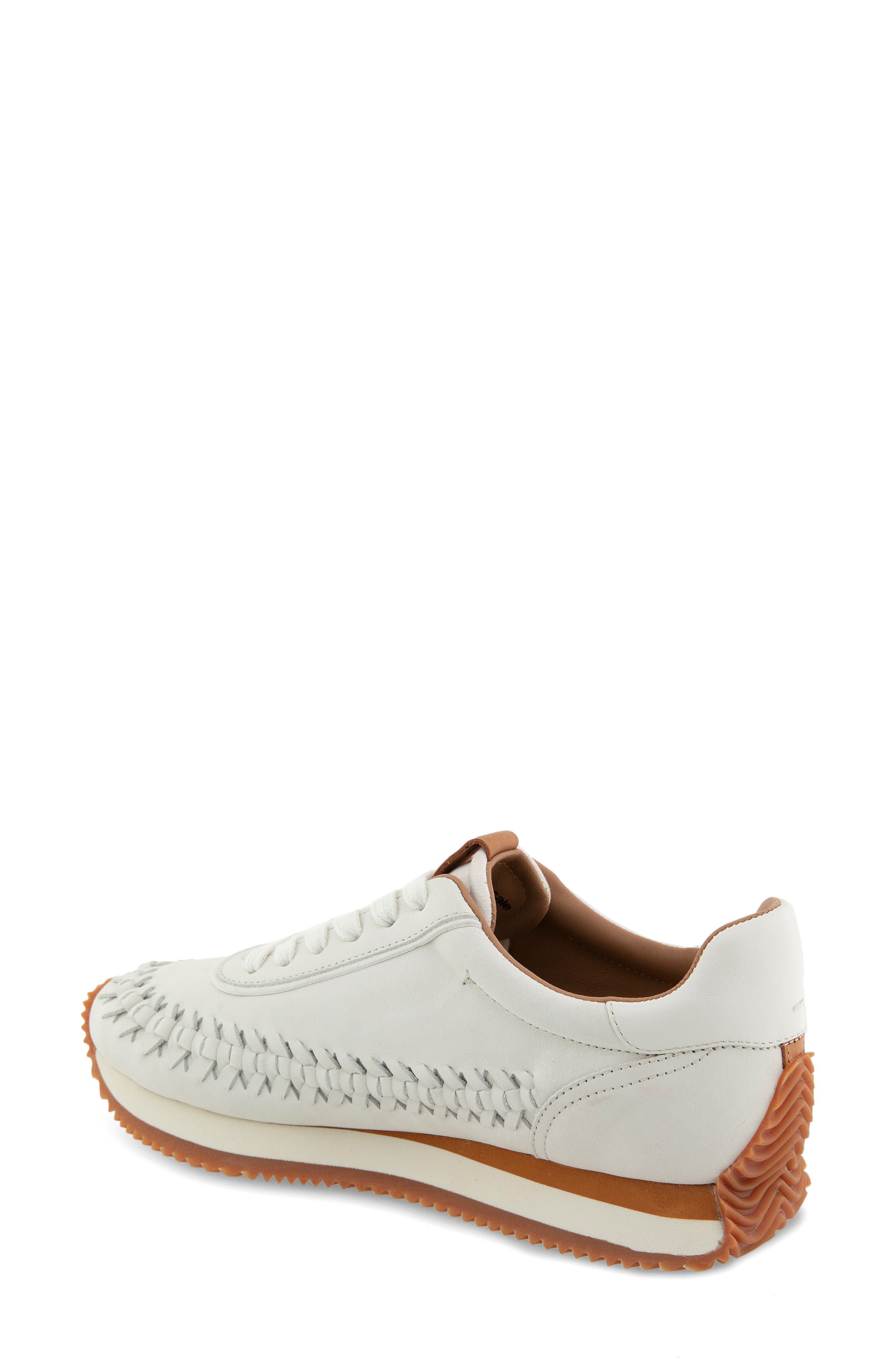 Jolena Woven Detail Sneaker, Alternate, color, WHITE LEATHER