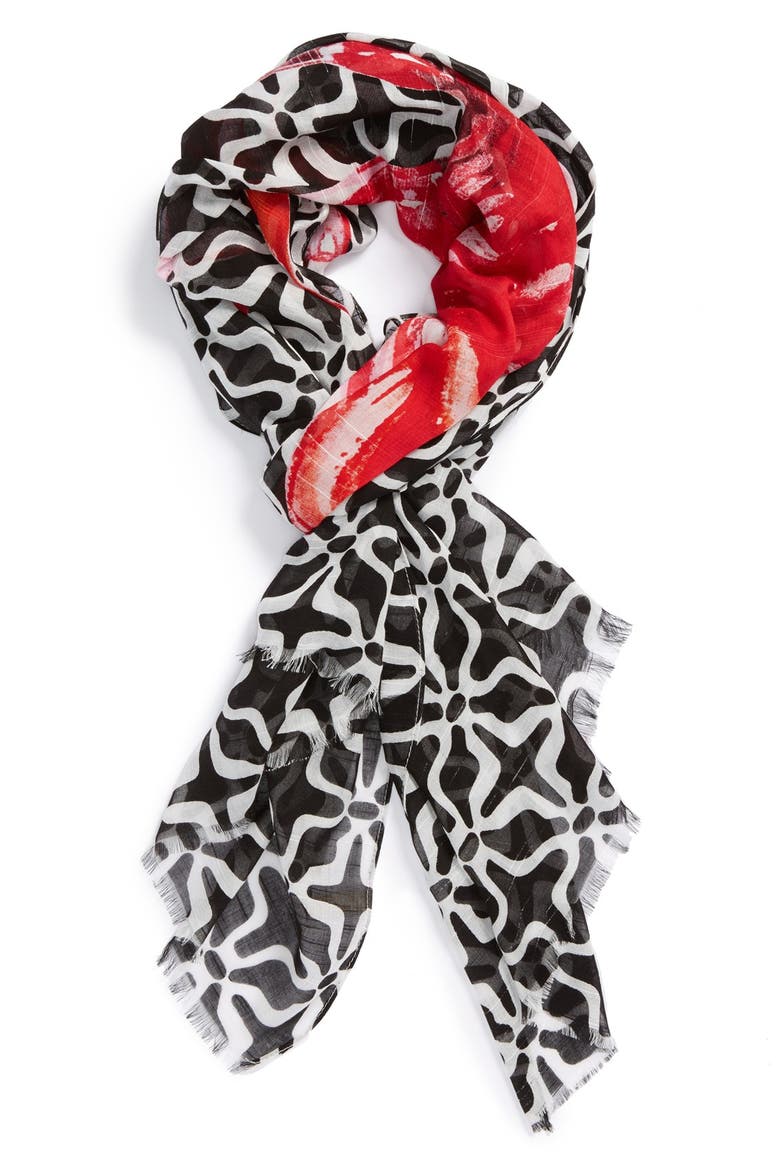 'Flamingo' Scarf, Main, color, WHITE BRIGHT