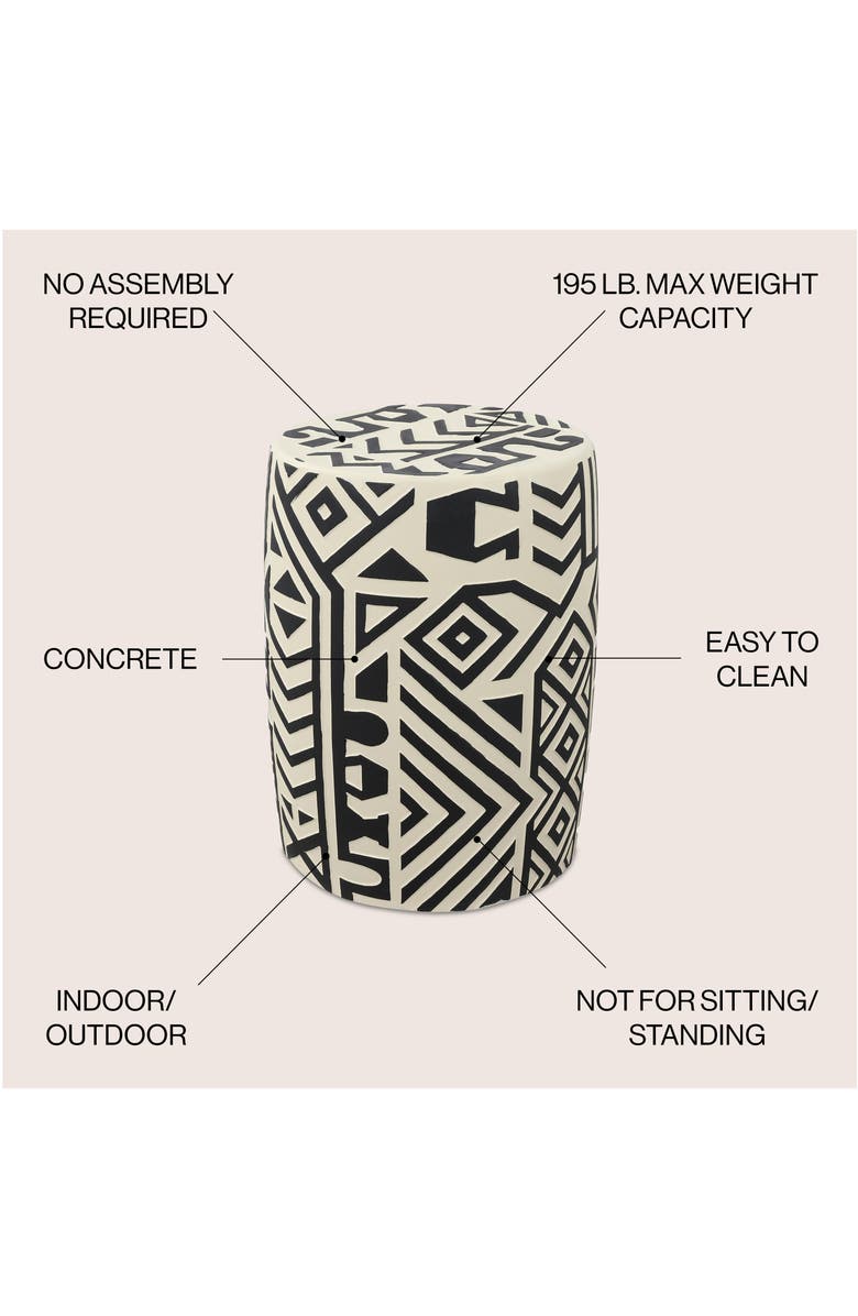 JONATHAN Y Rafi 17.75" MidCentury Modern Geometric Drum Garden Stool, Alternate, color, Black/Cream