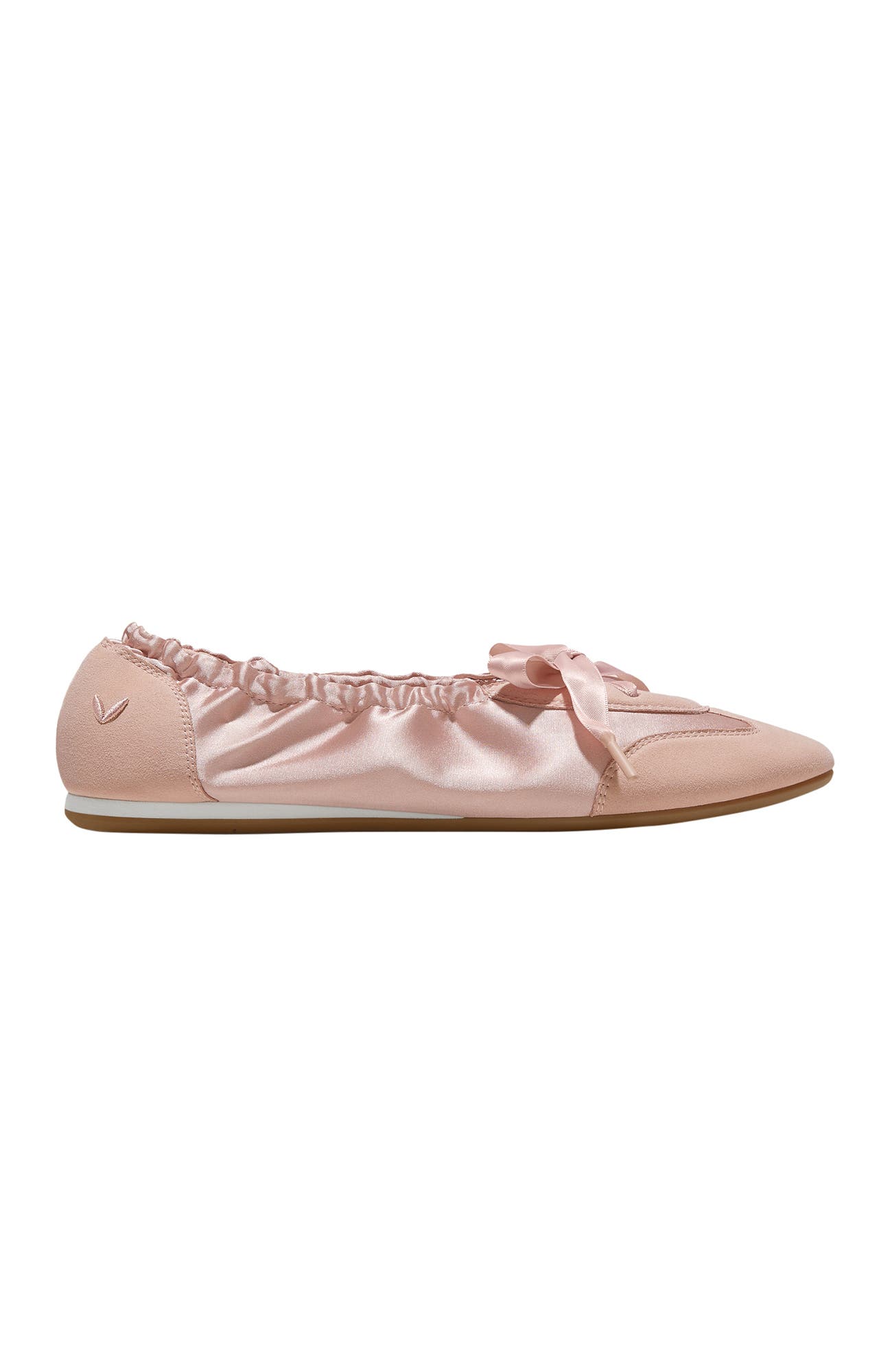 Yanka Round-Toe Satin Sneakerina, Alternate, color, Peach Blush