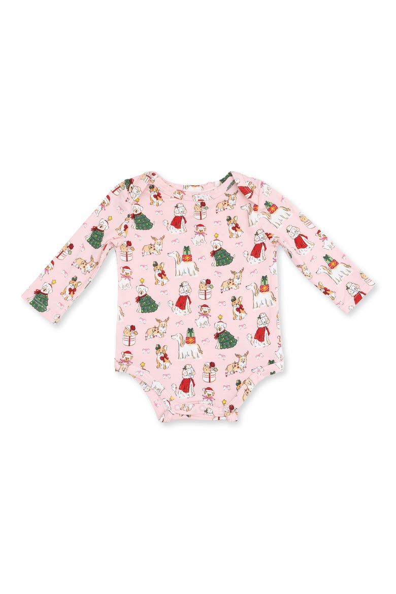 Bows n Santa Long Sleeve Bodysuit, Main, color, PINK